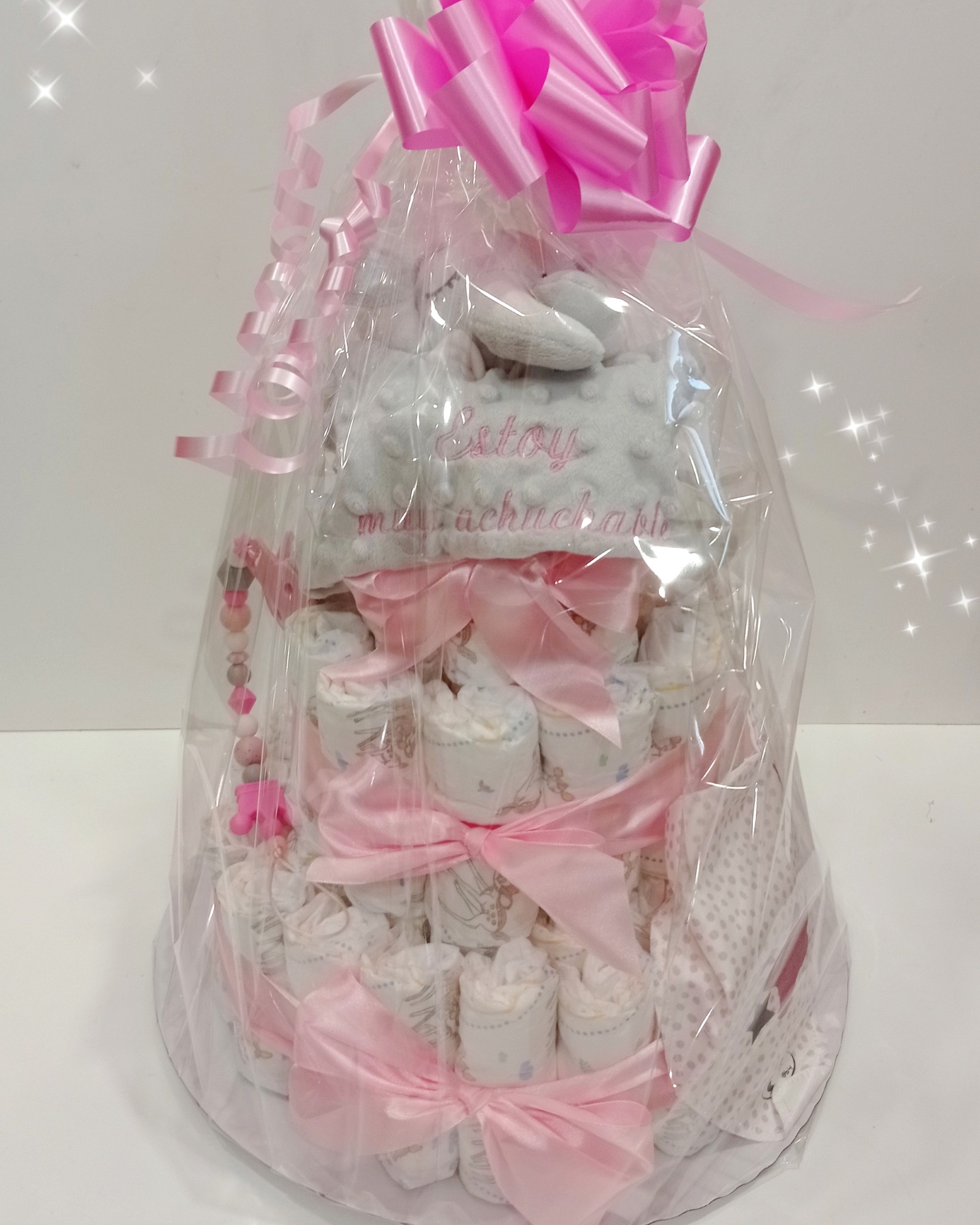 Tarta de pañales rosa