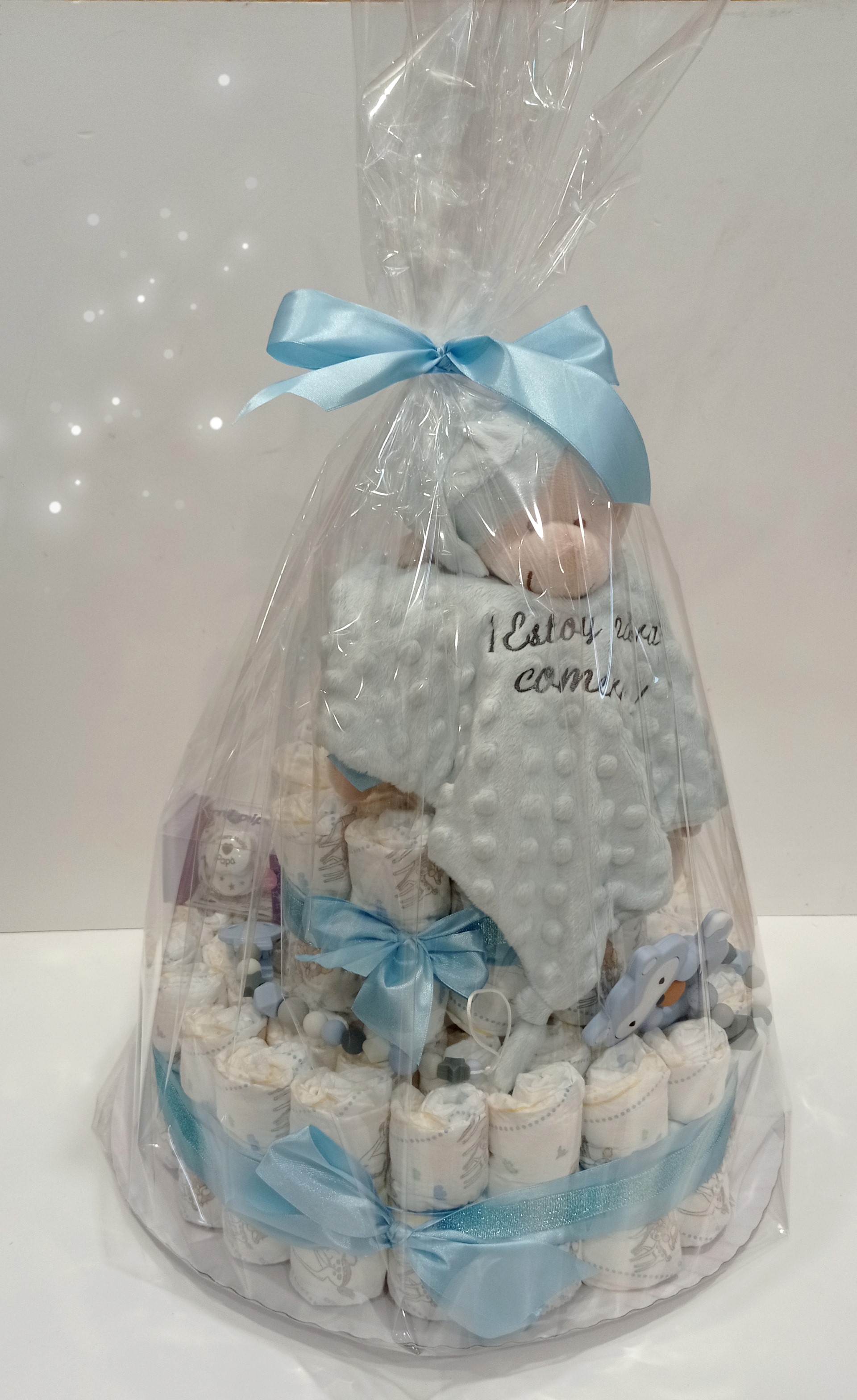Tarta de pañales azul