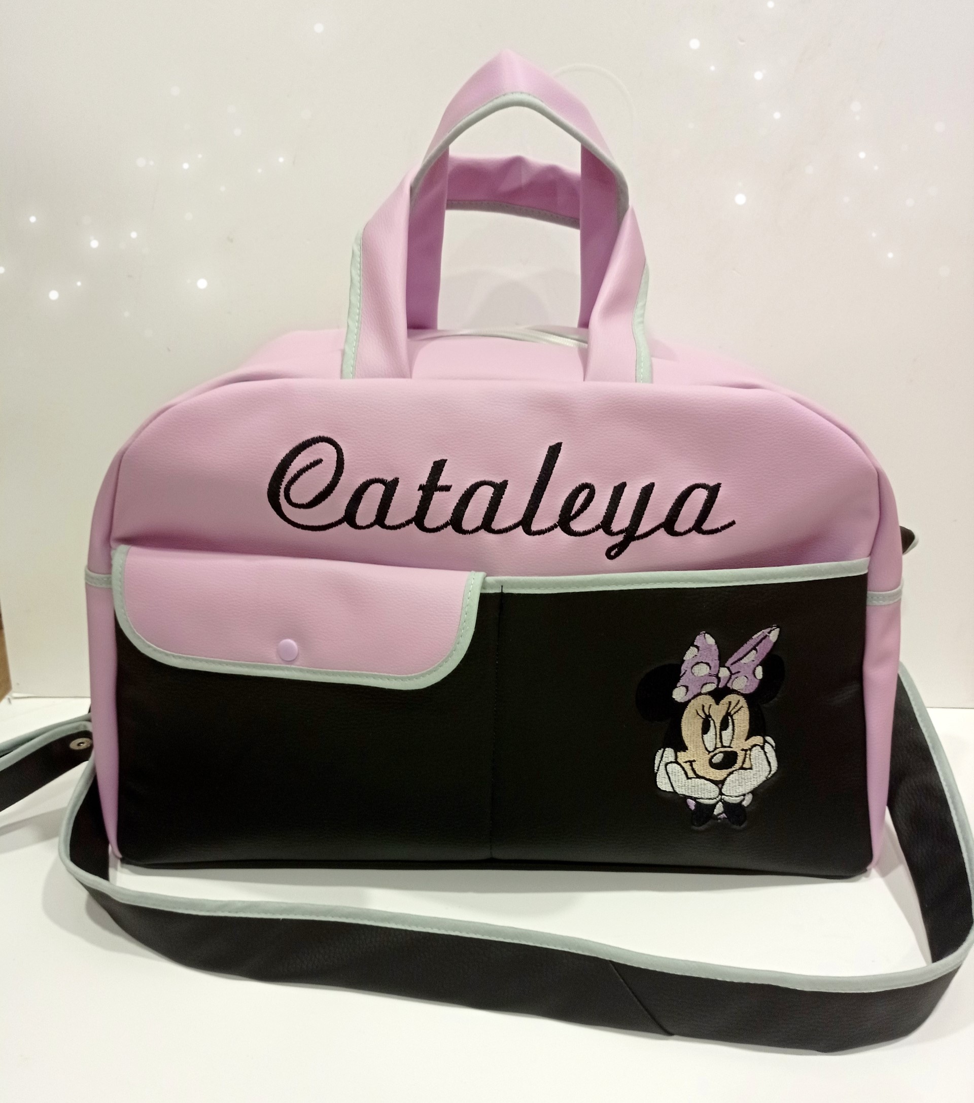 Bolso Maternal Negro/ lila Minnie